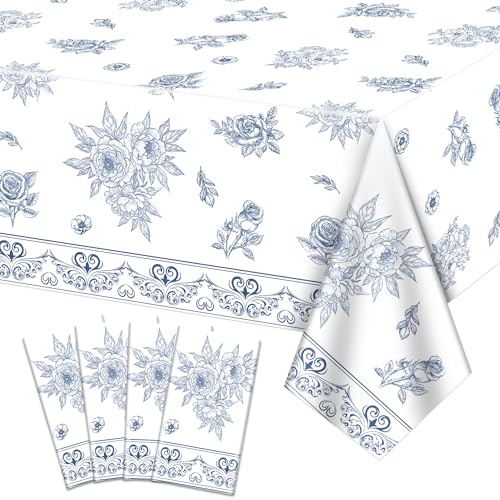4Pcs blau und weiß Blumen Tischdecken, rechteckige Blume Tischdecke, blau weiß Porzellan Tischdecken für Blumen Thema Braut Baby Dusche Hochzeit Geburtstag Frühling Tee Party Zubehör, 130x220cm 4Pcs blau und weiß Blumen Tischdecken, rechteckige Blume Tischdecke, blau weiß Porzellan Tischdecken für Blumen Thema Braut Baby Dusche Hochzeit Geburtstag Frühling Tee Party Zubehör, 130x220cm von XJLANTTE