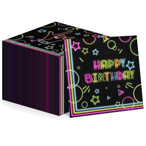 Neon-Servietten, 33 x 33 cm, leuchtet im Dunkeln, Schwarzlicht, Partyzubehör, Seidenpapier für Lets Glow Crazy Party, Neon, fluoreszierend, Geburtstagsparty-Dekorationen, 100 Stück Neon-Servietten, 33 x 33 cm, leuchtet im Dunkeln, Schwarzlicht, Partyzubehör, Seidenpapier für Lets Glow Crazy Party, Neon, fluoreszierend, Geburtstagsparty-Dekorationen, 100 Stück von XJLANTTE