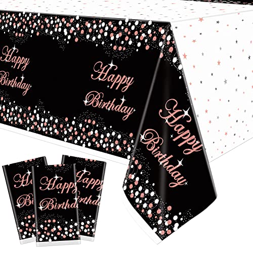 3er Pack Schwarz und Roségold Tischdecke Partydekorationen - Einweg-Geburtstagstischdecke aus Kunststoff, Rose Konfetti Rechteck Tischdecke, Tischdecken 130 x 220cm für Geburtstagsparty Zubehör 3er Pack Schwarz und Roségold Tischdecke Partydekorationen - Einweg-Geburtstagstischdecke aus Kunststoff, Rose Konfetti Rechteck Tischdecke, Tischdecken 130 x 220cm für Geburtstagsparty Zubehör von XJLANTTE