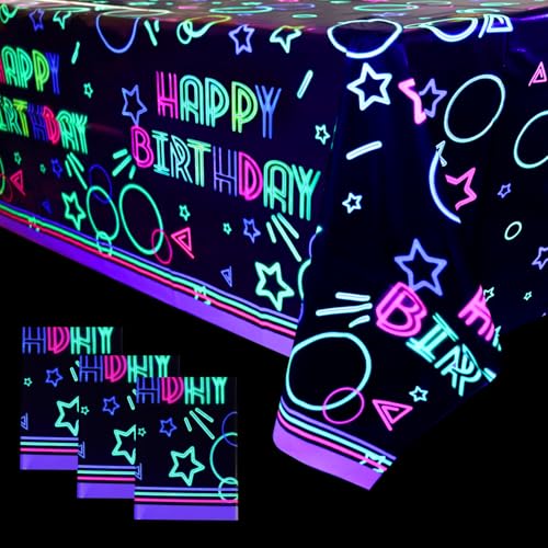XJLANTTE 4 Packung Glow Party Tischtuch Zubehör - Neon-Plastik-Geburtstagstischabdeckung, schwarzes Licht Fluoreszenz-Rechteck-Tischdecke 130x220cm für Glow in The Dark Geburtstagsparty Dekorationen XJLANTTE 4 Packung Glow Party Tischtuch Zubehör - Neon-Plastik-Geburtstagstischabdeckung, schwarzes Licht Fluoreszenz-Rechteck-Tischdecke 130x220cm für Glow in The Dark Geburtstagsparty Dekorationen von XJLANTTE