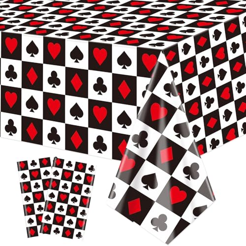 XJLANTTE Casino-Tischdecken, Poker-Tischdecke, rechteckig, Casino-Thema, Tischdecke für Picknick, Geburtstag, Spielkarte, Casino, Party-Dekorationen, 130 x 218 cm, 2 Stück XJLANTTE Casino-Tischdecken, Poker-Tischdecke, rechteckig, Casino-Thema, Tischdecke für Picknick, Geburtstag, Spielkarte, Casino, Party-Dekorationen, 130 x 218 cm, 2 Stück von XJLANTTE