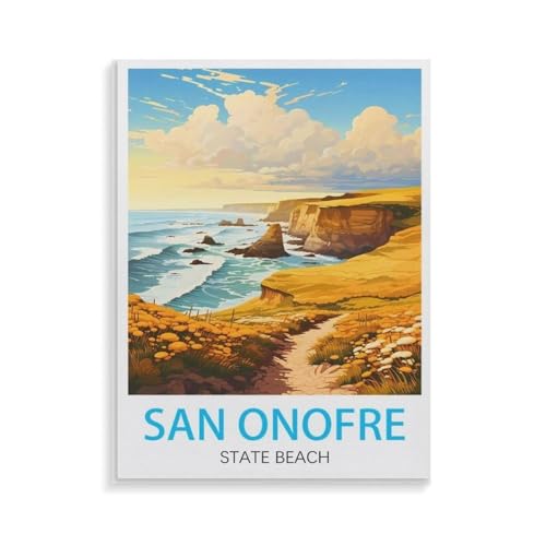 XJUfW Diy, Handgemaltes Leinwandbild, Bastelset, Geschenk, Zuhause, Wohnzimmer, Dekoration，San Onofre State Beach，Malen Nach Zahlen Für Erwachsene, Ölgemälde Nach Zahlen, 50x60cm(AA-357 von XJUfW