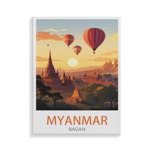 XJUfW Diy Ölgemälde Nach Zahlen Kits， Myanmar Bagan，Faltenfrei Gerollte Leinwand Diy Ölgemälde Nach Zahlen Für Erwachsene Malen Nach Zahlen， 20x30cm(AA-195 von XJUfW
