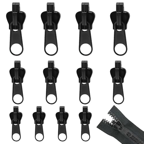 12 Stück ReißVerschluss Reparatur Set, Reißverschluss Zipper, Endlosreißverschluss mit Zipper, Ersatz Zippers für ReißVerschlus, Reißverschlus Schieber Ersatz, für Jacken, Mäntel, Koffer von XJWZGM