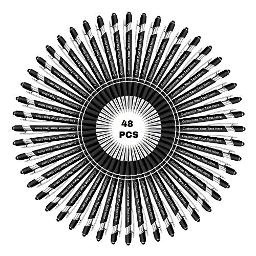 Personalisierte Kugelschreiber mit Gravur Name Logo Nachricht, 48 Stück Personalisierbarer Metall Stifte, Personalisierte Geschenke für Geburtstage, Promotionen (Schwarze Tinte) von XJone