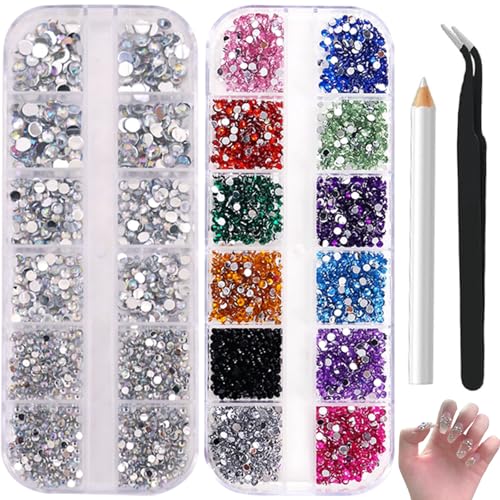 XKDOUS 3800 Stück Strasssteine für Nägel,Glitzersteine und AB Kristall Strasssteine,Nagel-Edelsteinen mit Pinzette und Stift für DIY-Nageldekorationen und andere künstlerische Dekorationen geeignet XKDOUS 3800 Stück Strasssteine für Nägel,Glitzersteine und AB Kristall Strasssteine,Nagel-Edelsteinen mit Pinzette und Stift für DIY-Nageldekorationen und andere künstlerische Dekorationen geeignet von XKDOUS