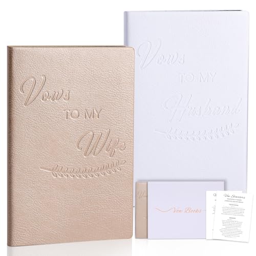 XKDOUS Hochzeits-Gelübdebücher aus Leder mit Goldfolieneinband, linierte Seiten, Gelübde-Starterkarten, Hochzeitsbuch für Sie und Ihn, Andenken, Brautparty, Geschenk für Braut und Bräutigam, Notizbuch XKDOUS Hochzeits-Gelübdebücher aus Leder mit Goldfolieneinband, linierte Seiten, Gelübde-Starterkarten, Hochzeitsbuch für Sie und Ihn, Andenken, Brautparty, Geschenk für Braut und Bräutigam, Notizbuch von XKDOUS