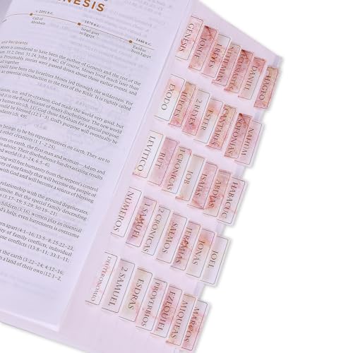 XKDOUS Spanische laminierte Bibelreiter für Frauen, Pestañas para biblia en español, großer Druck, Bibelbuch-Tabs, leicht zu lesen und anzubringen, Goldfolie, Champagner-Marmorierung) von XKDOUS