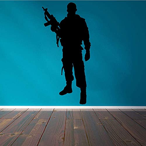 42X80 Cm Military Series Cool Man Silhouette Aufkleber Abnehmbare Vinyl Wandtattoo Armee Soldat Junge Zimmer Art Deco Aufkleber Poster von XKSHUO