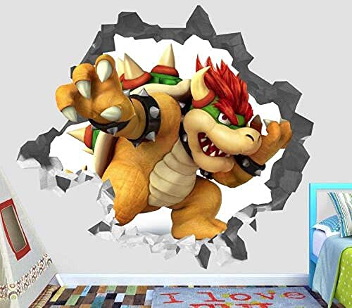 Bowser Super Bros Smashed Wall Decal 3D Sticker Art Deco Vinylsmash 55X60Cm von XKSHUO