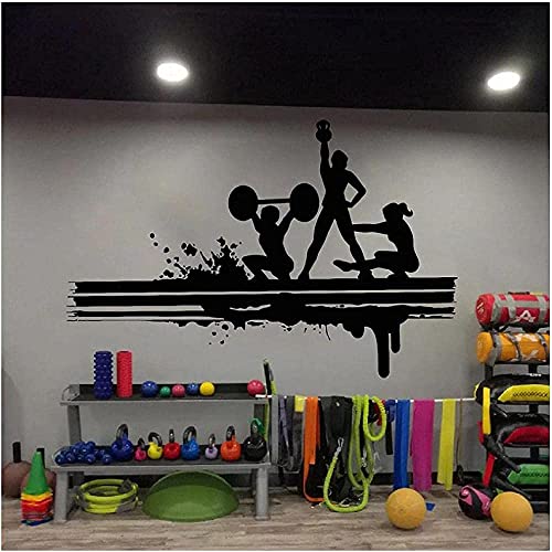 Fitness Club Wand Sport Fitness Gym Gesunde Muskel Hantel Wandtattoo Gym Art Deco Wandaufkleber 86X57Cm von XKSHUO