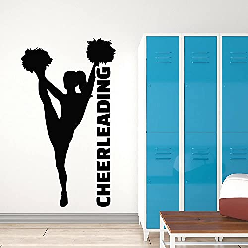 Kunst Wandtattoo Unterstützung Sportlich Cheerleading Mädchen Sport Teams Vinyl Wandaufkleber Dekoration Für Gym Fitnessraum 74X42 Cm von XKSHUO