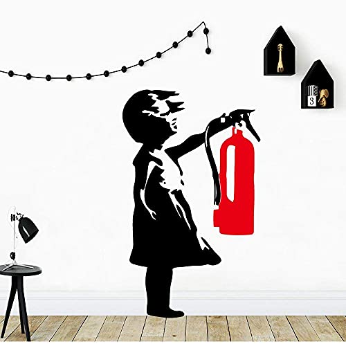 Moderne Banksy Girl Feuerlöscher Wandaufkleber Wohnkultur Kinderzimmer Kunst Aufkleber 28X46 Cm von XKSHUO