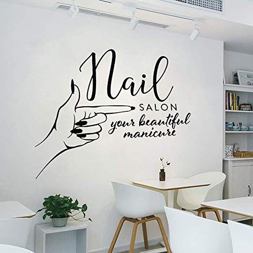 Nagel Shop Wandaufkleber Nagelstudio Logo Schild Hand Spa Weiblich Vinyl Aufkleber Wohnkultur Schönheitssalon Badezimmer 65X57Cm von XKSHUO