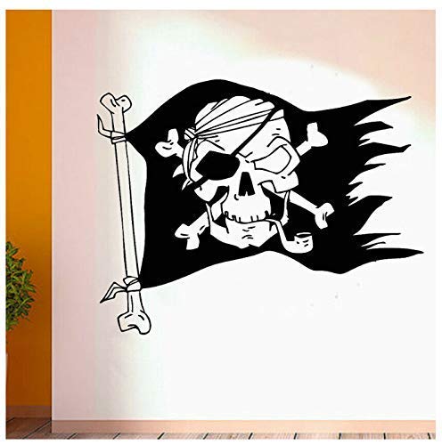 Piratenflagge Wandaufkleber Piraten Junge Teenager Zimmerdekoration Wandtattoo Künstler Dekoration Vinyl Abnehmbare Tapete 42X33Cm von XKSHUO