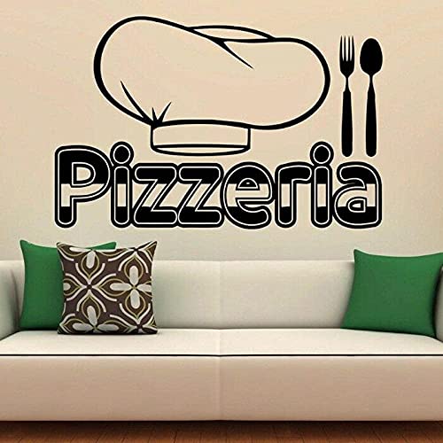 Pizzeria Wandaufkleber Vinyl Aufkleber Pizza Restaurant Wandaufkleber Pizzeria Innen Fenster Dekoration Wandbild Abnehmbares Poster 64X42Cm von XKSHUO