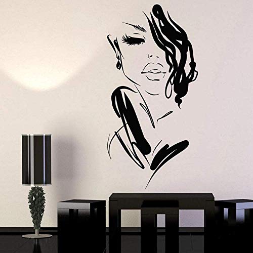 Sexy Frau Wandtattoo Kunst Schöne Mode Mädchen Gesicht Modell Vinyl Fensterglas Aufkleber Schlafzimmer Schönheitssalon Innendekoration 42X84 Cm von XKSHUO