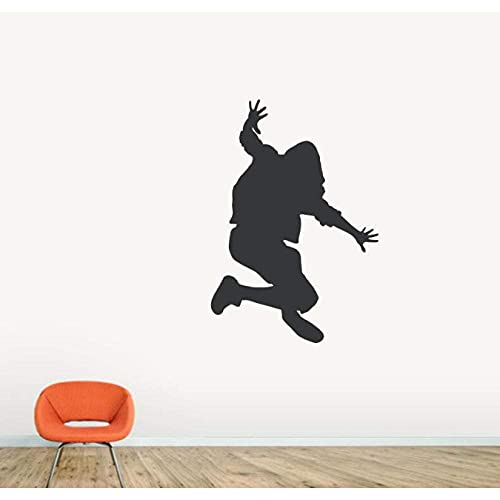 Tanzstudio Springen Hip Hop Tänzer Wandaufkleber Bewegliche Tanz Silhouette Wandaufkleber Wohnkultur Schwarz Aufkleber Wandbild 43X61Cm von XKSHUO