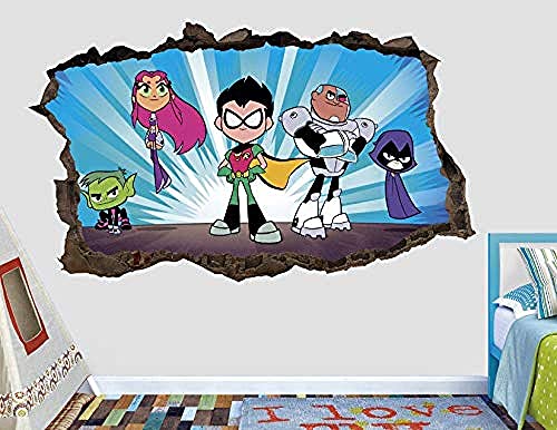Teen Titans Action Wandtattoo Aufkleber-Kinder Wandtattoo Dekoration-Kunst 3D Vinyl Wandtattoo 55X60Cm von XKSHUO