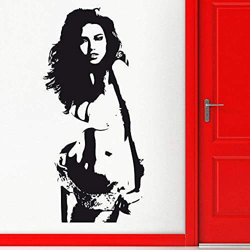 Vinyl Wandtattoo Sexy Mädchen Silhouette Schöne Frau Wandaufkleber Schlafzimmer Wohnzimmer Dekoration Poster Abnehmbares Wandbild 88X42Cm von XKSHUO