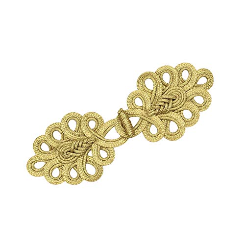 2 Stück chinesische Knoten Nähen Oo Haken Verschlüsse Kont gesponnen Gold Umhang Verschluss Knebelknöpfe (neun Löcher) von XKT