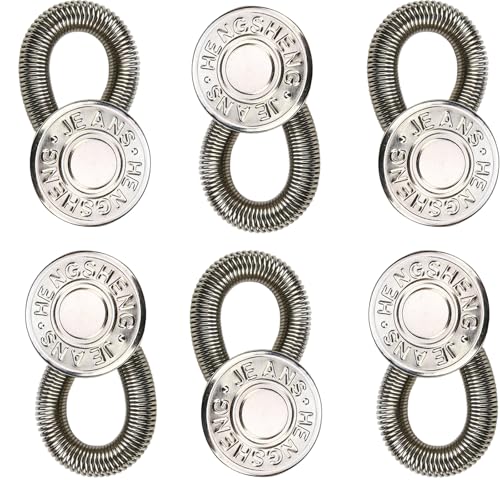 ​​Button Extender for Jeans​​ & ​​Pants Buttons ​​ – 6-Pack Metal ​​Waist Band​​ Expander, Super Sturdy Flex Pant Extenders Adds 1-2 Inches, Ideal for Women​​ & Men, No-Sew Easy Use (#5) von XKrmp