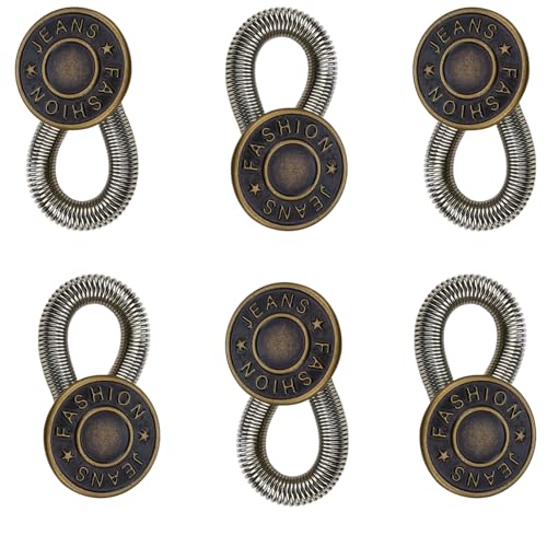​​Button Extender for Jeans​​ & ​​Pants Buttons ​​ – 6-Pack Metal ​​Waist Band​​ Expander, Super Sturdy Flex Pant Extenders Adds 1-2 Inches, Ideal for Women​​ & Men, No-Sew Easy Use (#6) von XKrmp