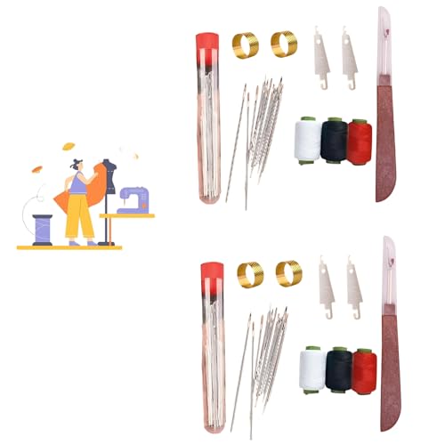 Professional 37PCS Sewing Kit - Heavy Duty Needles & Upholstery Thread w/Thimbles, Seam Ripper & Storage | Beginner to Expert Repair Set for Carpets, Shoes, DIY Crafts (2 SETS) von XKrmp