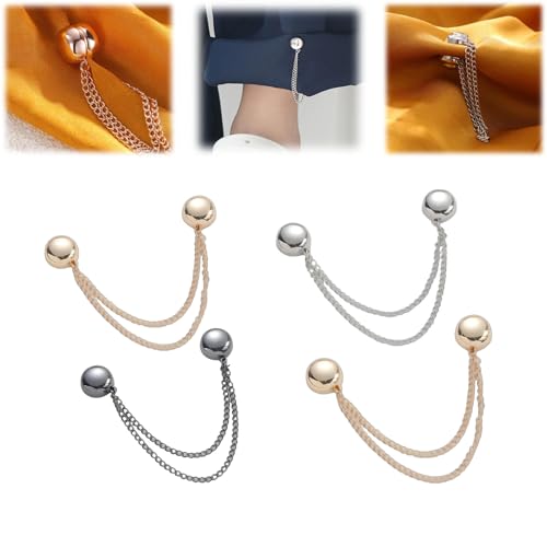 Strong Magnetic Clothing Clips - Invisible Hem Shortener for T-Shirts, Pants, Collars & Hijabs Heavy Duty Clips for Hem Fixing | No-Sew Adjustable Chain Clip Kit (4pcs) von XKrmp