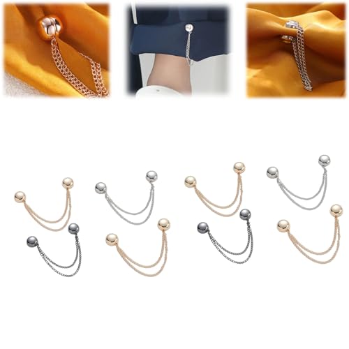 Strong Magnetic Clothing Clips - Invisible Hem Shortener for T-Shirts, Pants, Collars & Hijabs Heavy Duty Clips for Hem Fixing | No-Sew Adjustable Chain Clip Kit (8pcs) von XKrmp