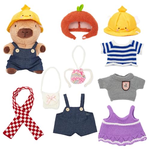 XKrmp ​​Capybara Plush with Capybara Clothes Set – Super Soft Stuffed​​ Toy, Dress Up Cute Plushies for Boys and Girls, Great for Birthday and Christmas (Style# 2) von XKrmp