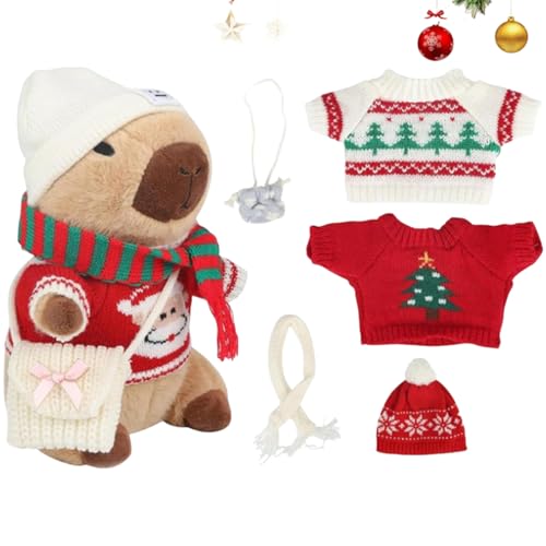 XKrmp ​​Capybara Plush with Capybara Clothes Set – Super Soft Stuffed​​ Toy, Dress Up Cute Plushies for Boys and Girls, Great for Birthday and Christmas (Style# 4) von XKrmp