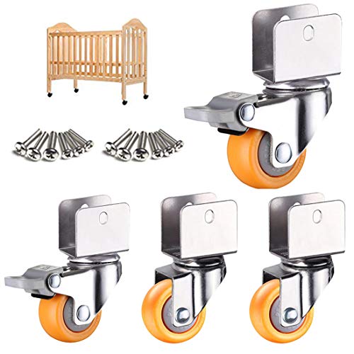 XLANDALYUEFA 1,5 Zoll 38 mm Lenkrollen, Möbelrollen mit U-Bügel, Nylonrollen, geeignet for Kinderbetten, Babybettrollen, U-Klemme Oben, 360 ° drehbare Universalrolle, 4 Stück, Gelb(Swivel+Brake,16mm) XLANDALYUEFA 1,5 Zoll 38 mm Lenkrollen, Möbelrollen mit U-Bügel, Nylonrollen, geeignet for Kinderbetten, Babybettrollen, U-Klemme Oben, 360 ° drehbare Universalrolle, 4 Stück, Gelb(Swivel+Brake,16mm) von XLANDALYUEFA