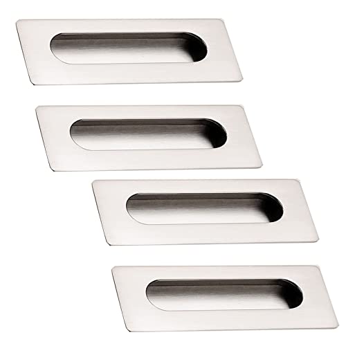 XLANDALYUEFA Einbaugriffe, Schiebetürgriffe Einbaugriff Zinklegierung Versteckter Griff Silbermetall, for Schubladen, Schränke, Kleiderschränke, mit Schrauben 4 Stück(Distance du Trou 96mm) von XLANDALYUEFA