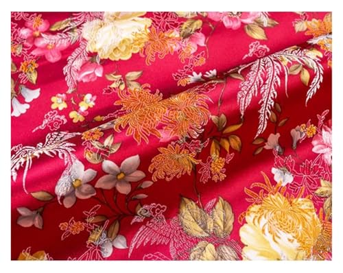 XLANDALYUEFA Eleganter Brokatstoff, Brokatstoff, Brokat-Jacquard-Satinstoff for Cheongsam, Kimono und Taschen-Patchwork – 75 cm x 50 cm(Rosy Red) von XLANDALYUEFA