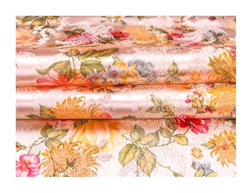 XLANDALYUEFA Eleganter Brokatstoff, Brokatstoff, Brokat-Jacquard-Satinstoff for Cheongsam, Kimono und Taschen-Patchwork – 75 cm x 50 cm(White with Gold Filigree) von XLANDALYUEFA