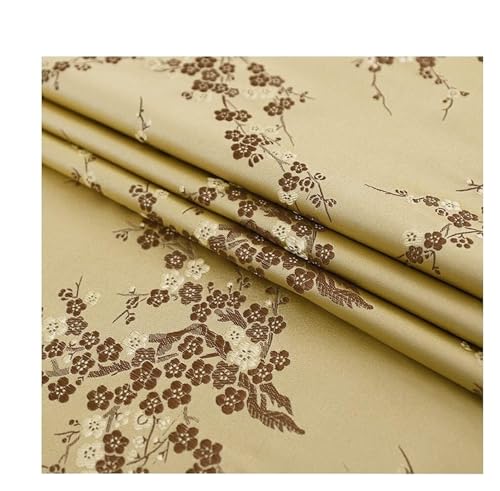 XLANDALYUEFA Eleganter Brokatstoff, Brokatstoff, Cheongsam und Kimono-Satinstoff for Selbernähen – 75 cm x 50 cm(Plum Blossom Gold) von XLANDALYUEFA