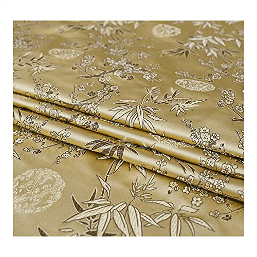 XLANDALYUEFA Eleganter Brokatstoff, Brokatstoff, Cheongsam und Kimono-Satinstoff for Selbernähen – 75 cm x 50 cm(Plum Gold) von XLANDALYUEFA