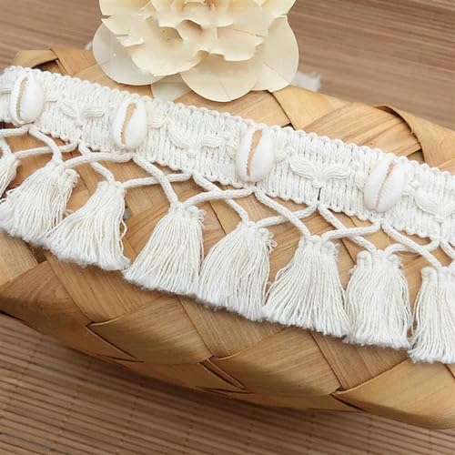 XLANDALYUEFA Fransenbesatz, 2 Meter 6 cm Baumwollquaste, Spitzenfransenbesatz, handgefertigte Muscheldekoration, DIY, Heimtextilien, Vorhang, Nähen, Bastelzubehör, Beige XLANDALYUEFA Fransenbesatz, 2 Meter 6 cm Baumwollquaste, Spitzenfransenbesatz, handgefertigte Muscheldekoration, DIY, Heimtextilien, Vorhang, Nähen, Bastelzubehör, Beige von XLANDALYUEFA