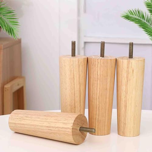 XLANDALYUEFA Möbelfüße, 4 x Möbelbeine aus Massivholz, Schrankbeine, Tischbeine Holz, Stuhlbeine, Holzschränke, Ersatz-Möbelfüße mit Gummischutzpolster und vorgebohrten Schrauben(M8 25cm) von XLANDALYUEFA