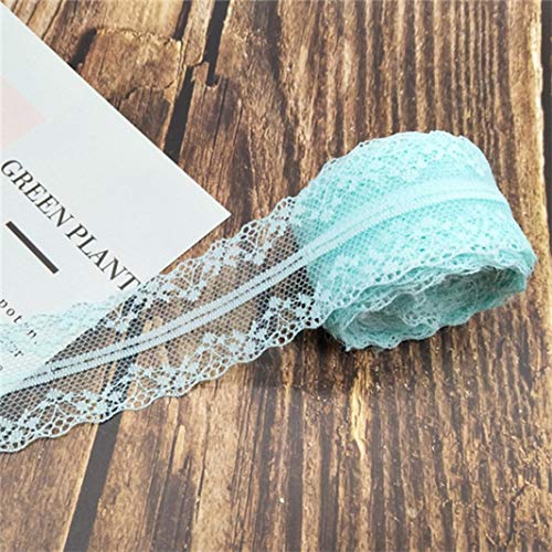 XLANDALYUEFA Spitzenbesatz, 10 Meter, 14 Farben, Weiß-Schwarz, Spitzenband, 4 cm breit, bestickter Spitzenstoff for Heimwerker, Basteln, Netz, Nähdekor(Mint Green) von XLANDALYUEFA