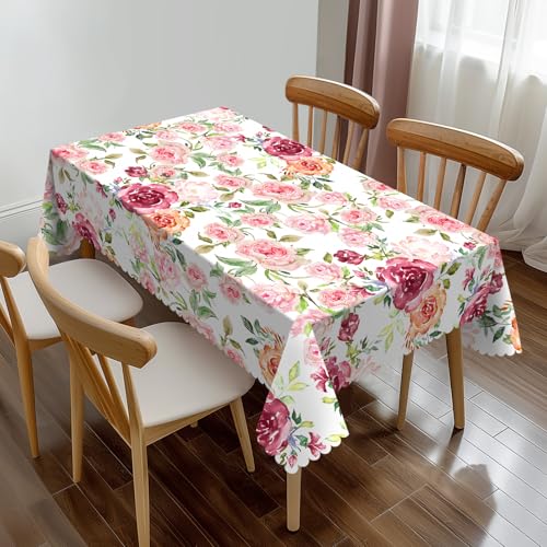 XLIANBIN Rechteckige Tischdecke mit rosa Blumen, Aquarell, rosafarbene Blätter, Tischdecke, Esstisch, Abdeckung für Zuhause, Küche, Restaurant, Party, Buffet, Picknick, 137 x 183 cm von XLIANBIN