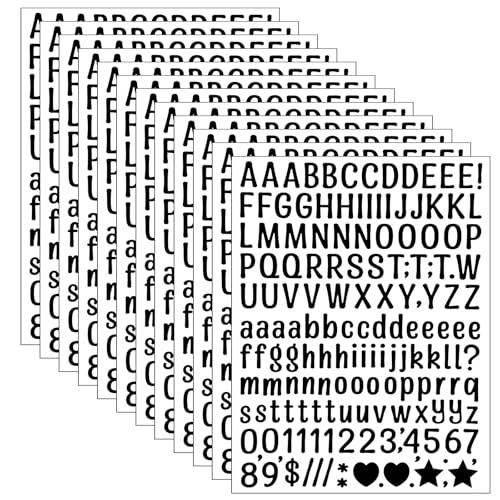 XLIUAX 15 Blätter Buchstaben Aufkleber, 3780 Stück Selbstklebendes Zahlen Kit Klebebuchstaben Wetterfest Alphabetische Zahl Aufklebers für DIY Scrapbook Kunsthandwerk Karte Grußkarte(Schwarz) von XLIUAX