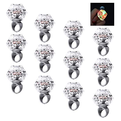 XLKJ 12 Stücke LED Blinkende Ringe, Diamant Bling Ringe, LED Leuchten Ringe für Kindergeburtstag Halloween Karneval Party Zubehör von XLKJ