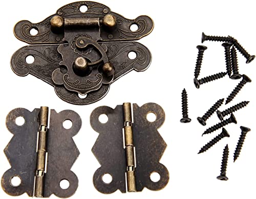 XLMURZAC Antik Retro Hasp Lock Schnalle Haken Öse Riegel, 1 Stück Bronze Schmuck Holzkiste Schutzhülle Haspe Schnalle + 2 Stück Schrankscharniere Möbelbeschläge Eisen Retro Hardware Riegel XLMURZAC Antik Retro Hasp Lock Schnalle Haken Öse Riegel, 1 Stück Bronze Schmuck Holzkiste Schutzhülle Haspe Schnalle + 2 Stück Schrankscharniere Möbelbeschläge Eisen Retro Hardware Riegel von XLMURZAC