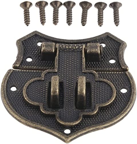 XLMURZAC Antik Retro Hasp Lock Schnalle Haken Öse Riegel, Kupfer/Gold Box Schmuckschatulle Koffer Schnalle Schnalle Vorhängeschloss Möbelbeschläge 38 * 38mm Riegel(A) von XLMURZAC