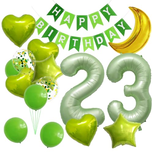Olivgrüne Luftballons mit Zahl 23, Mondstern-Girlande, Party-Dekoration, 23 Luftballons, Weltraum-Thema, 23. Party, Dekoration mit Folienstern-Herz-Ballon, für 23. Geburtstag, Babyparty, Dekoration Olivgrüne Luftballons mit Zahl 23, Mondstern-Girlande, Party-Dekoration, 23 Luftballons, Weltraum-Thema, 23. Party, Dekoration mit Folienstern-Herz-Ballon, für 23. Geburtstag, Babyparty, Dekoration von XLOOD