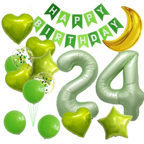 Olivgrüne Zahl 24 Luftballons, Mondstern-Girlande, Party-Dekoration, 24 Luftballons, Weltraum-Thema, 24. Party, Dekoration mit Folienstern-Herz-Ballon, für 24. Geburtstag, Party, 24, Kinder, Babyparty Olivgrüne Zahl 24 Luftballons, Mondstern-Girlande, Party-Dekoration, 24 Luftballons, Weltraum-Thema, 24. Party, Dekoration mit Folienstern-Herz-Ballon, für 24. Geburtstag, Party, 24, Kinder, Babyparty von XLOOD