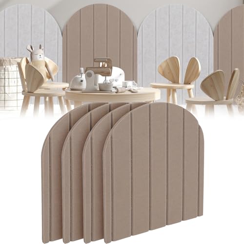Kinder-Wand-Polsterung, 32 x 43 cm, Filz, 3D-Wandaufkleber, selbstklebend, gepolsterte Wandpaneele für Schlafzimmer, Kinderzimmer, Tanzclub (Kamel), 4 Stück von XLSBZ
