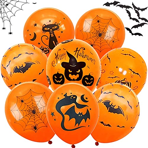 Halloween Luftballons, Halloween Ballons, 60 Stück Halloween Latex Luftballons Halloween Skelett Spinnennetz Geist Totenkopf Kürbis Party Dekoration Horror Deko für Halloween von XLZJYIJ